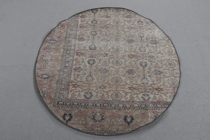 Alfombra 1,1x1,1m Beige y Azul, Diseño Animal Print