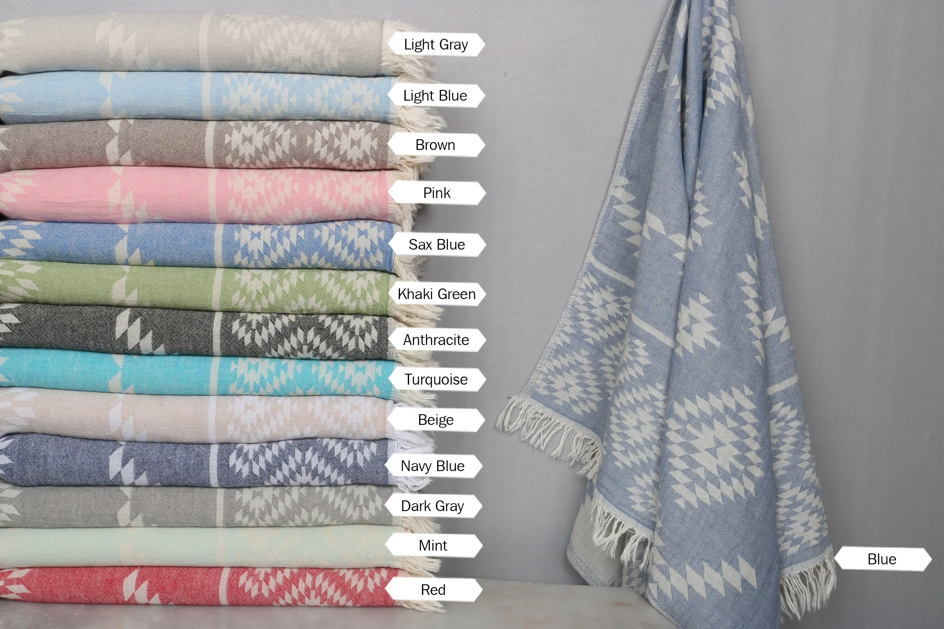 Turkish Cotton Towel, 18x40 inc, Organic, Personalized, Beach, Bath - 1