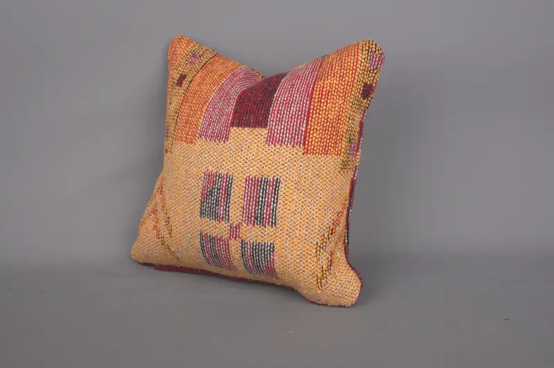 Gift Pillow, Turkish Pillow, Cushion Case, 12x12 Orange Cushion Case, Kilim Pillow, Comfy Throw Cushion, Authentic Cushion - 3