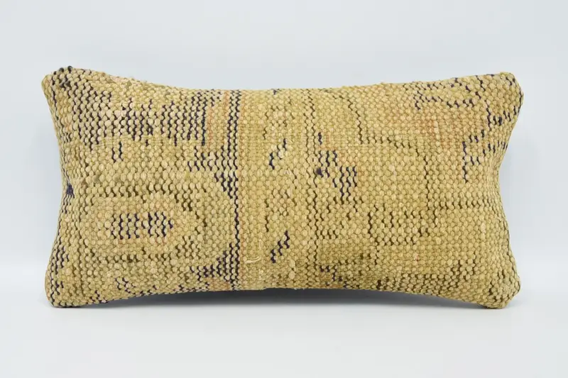 Orange Vintage Antique Cushion, Rustic Wool Garden Pillow Cover - 1