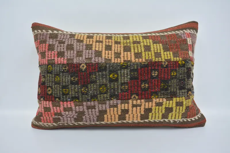 Kilim Pillow, Ethnic Pillow Cover Cushion, Kilim Cushion Sham, 16x24 Green Cushion, Hippie Throw Cushion, Pillow, Interior Designer Pillow - 1