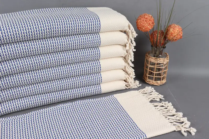 Turkish Hand Towel Organic Cotton Sax Blue, 20x40 Inches