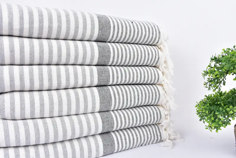 Sand-resistant towel, Turkish beach towel with fringe, Bathroom Towel, Bridal Shower Gift, Beach Towel Bulk, 68x40 Cotton Striped Terry Towel - 2