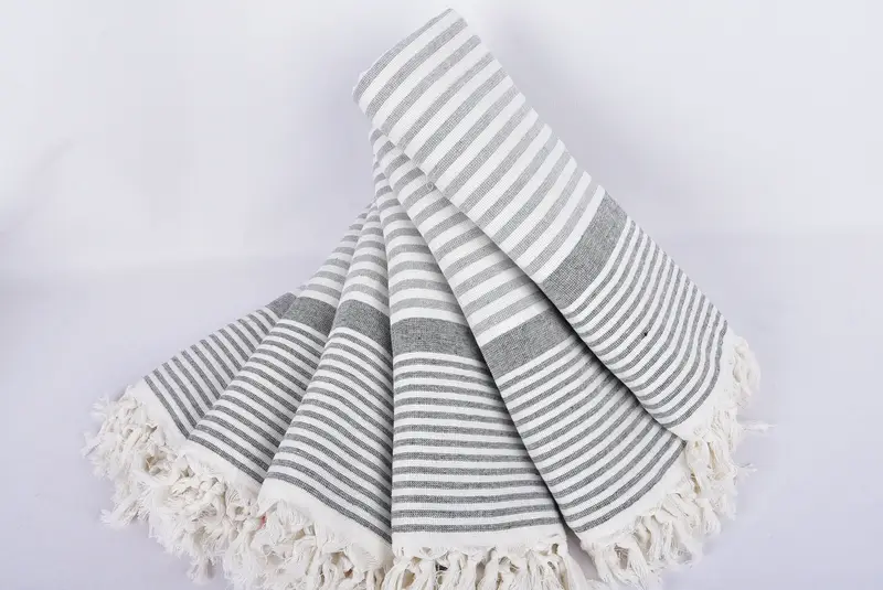 Sand-resistant towel, Turkish beach towel with fringe, Bathroom Towel, Bridal Shower Gift, Beach Towel Bulk, 68x40 Cotton Striped Terry Towel - 4