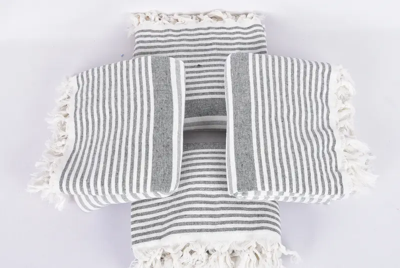 Sand-resistant towel, Turkish beach towel with fringe, Bathroom Towel, Bridal Shower Gift, Beach Towel Bulk, 68x40 Cotton Striped Terry Towel - 6