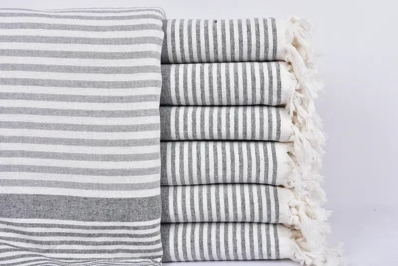 Sand-resistant towel, Turkish beach towel with fringe, Bathroom Towel, Bridal Shower Gift, Beach Towel Bulk, 68x40 Cotton Striped Terry Towel - 1