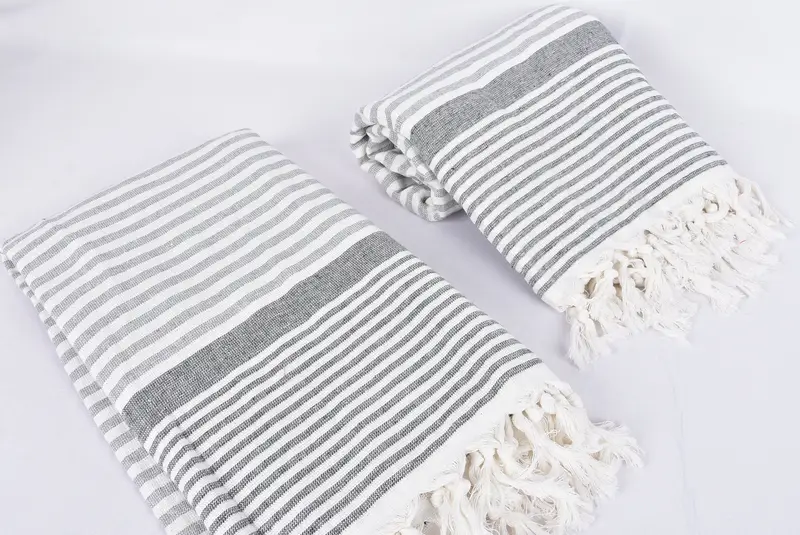 Sand-resistant towel, Turkish beach towel with fringe, Bathroom Towel, Bridal Shower Gift, Beach Towel Bulk, 68x40 Cotton Striped Terry Towel - 7