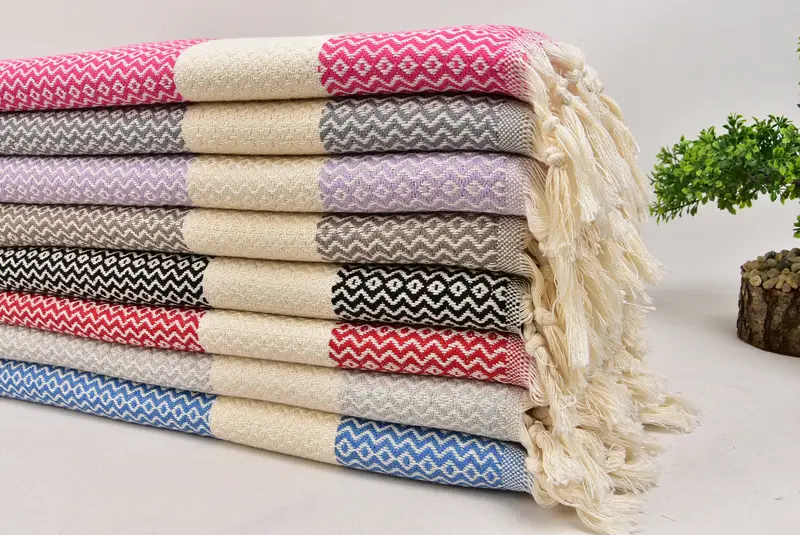 40x18 Cotton Zigzag Towel, Turkish Towel Monogram, Monogram Towels, Monogram Hand Towel, Home Decor Towel, Turkish Hand Towel, Small Bath Towels - 3