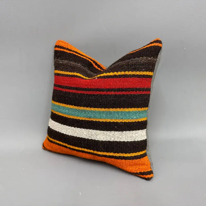12x12 Yellow Pillow Cover, Retro Throw Cushion Case, Boho Pillow, Pillow Sham, Authentic Cushion Case, Kilim Pillow, Kilim Pillow Cover - 3
