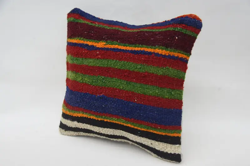Turkish Pillow, Pillow Cover, 12x12 Red Cushion Cover, Sustainable Cushion Cover, Pillow for Sofa, Kilim Pillow, Retro Pillow Sham - 3