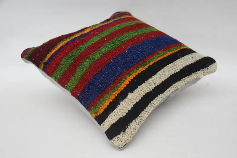 Turkish Pillow, Pillow Cover, 12x12 Red Cushion Cover, Sustainable Cushion Cover, Pillow for Sofa, Kilim Pillow, Retro Pillow Sham - 6
