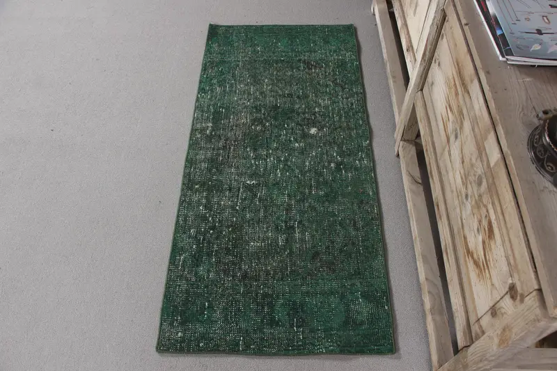 グリーンパッチワークラグ、2x4.5フィートのエレガントな装飾