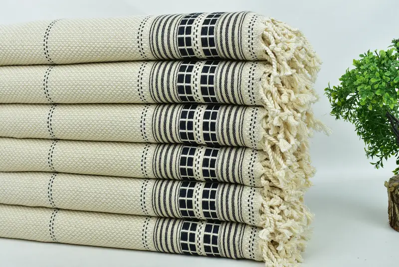 Seyahat havlu, hızlı kuru plaj havlu, havuz havlu, pamuklu havlu, monogramlı Türk havlu, 68x40 keten çizgili havlu, kişiselleştir, hediye onun için hediye - 3
