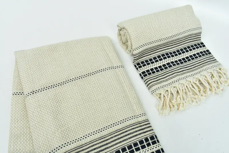 Seyahat havlu, hızlı kuru plaj havlu, havuz havlu, pamuklu havlu, monogramlı Türk havlu, 68x40 keten çizgili havlu, kişiselleştir, hediye onun için hediye - 7