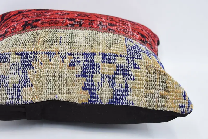 16x16 Red Cushion Case, Handmade Rug Seat Cushion Case, Vintage Pillow, Cushion Case, Kilim Pillow Cover, Kilim Pillow, Ikat Cushion Case - 5
