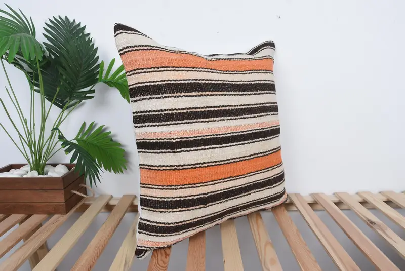 Antique Pillows, 24x24 Brown Cushion, Hippie Throw Pillow, Crochet Pattern Pillow Case, Cushion Case, Boho Pillow Sham Cover, Vintage Pillow - 4