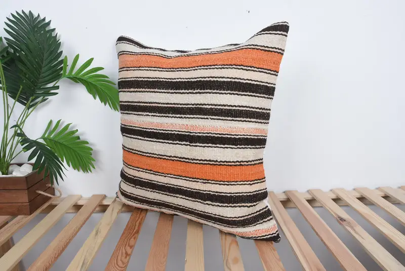Antique Pillows, 24x24 Brown Cushion, Hippie Throw Pillow, Crochet Pattern Pillow Case, Cushion Case, Boho Pillow Sham Cover, Vintage Pillow - 5