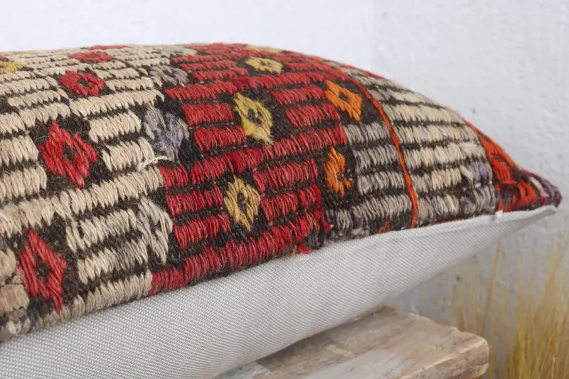 12x43 Red Cushion Cover, Boho Pillow, Handmade Throw Cushion, Home Decor Pillow, Tapestry Cushion, Cushion Cover, Interior Designer Pillow - 6
