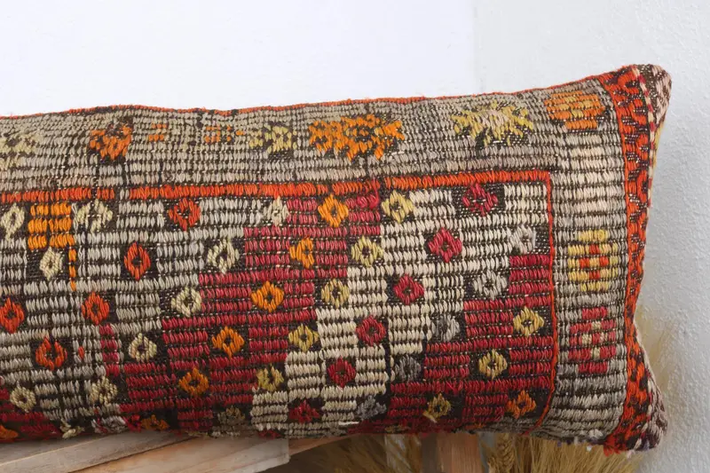 12x43 Red Cushion Cover, Boho Pillow, Handmade Throw Cushion, Home Decor Pillow, Tapestry Cushion, Cushion Cover, Interior Designer Pillow - 5