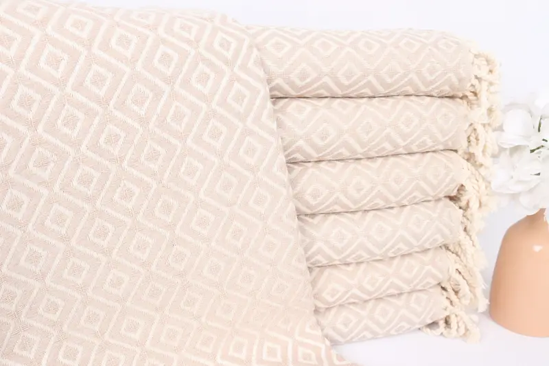 Turkish Beach Towel Personalized Light Beige, 40x71 Inches