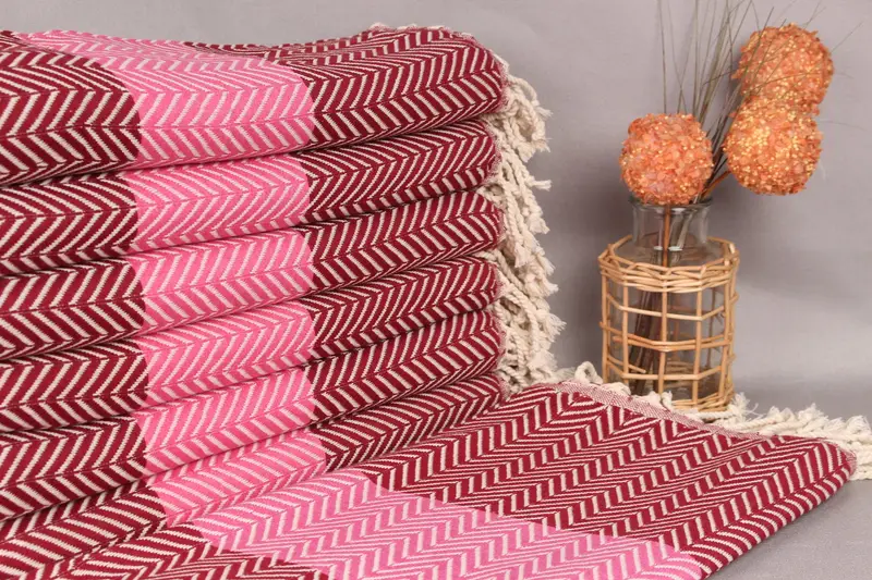 Bachelorette Party Towel Handmade Organic Cotton Burgundy-Fuchsia, 40x71 Inches