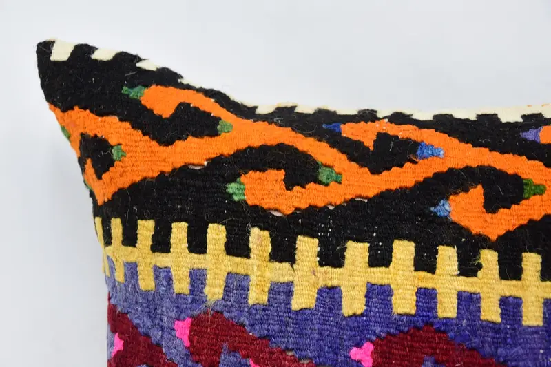 Handmade Kilim Cushion, Turkish Bench Cushion Case, 24x24 Blue Cushion, Turkish Pillow, Pillow Sham, Decorative Throw Cushion Case, Pillow for Couch - 2