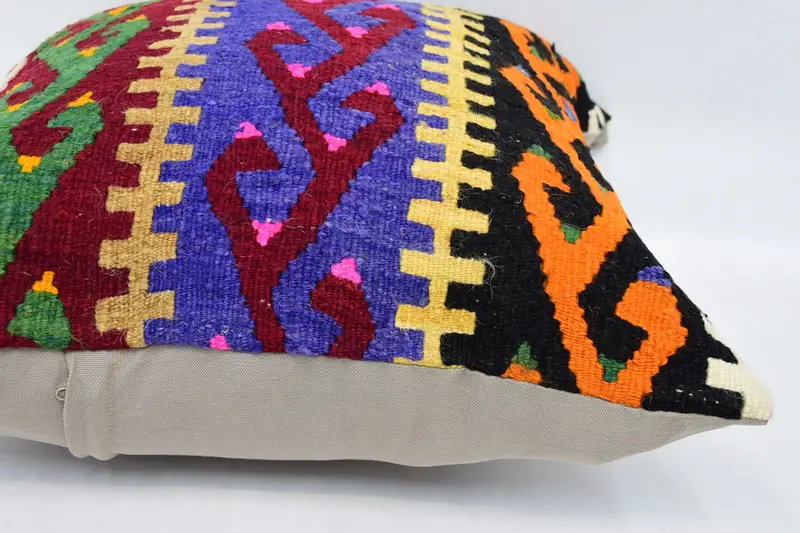 Handmade Kilim Cushion, Turkish Bench Cushion Case, 24x24 Blue Cushion, Turkish Pillow, Pillow Sham, Decorative Throw Cushion Case, Pillow for Couch - 5