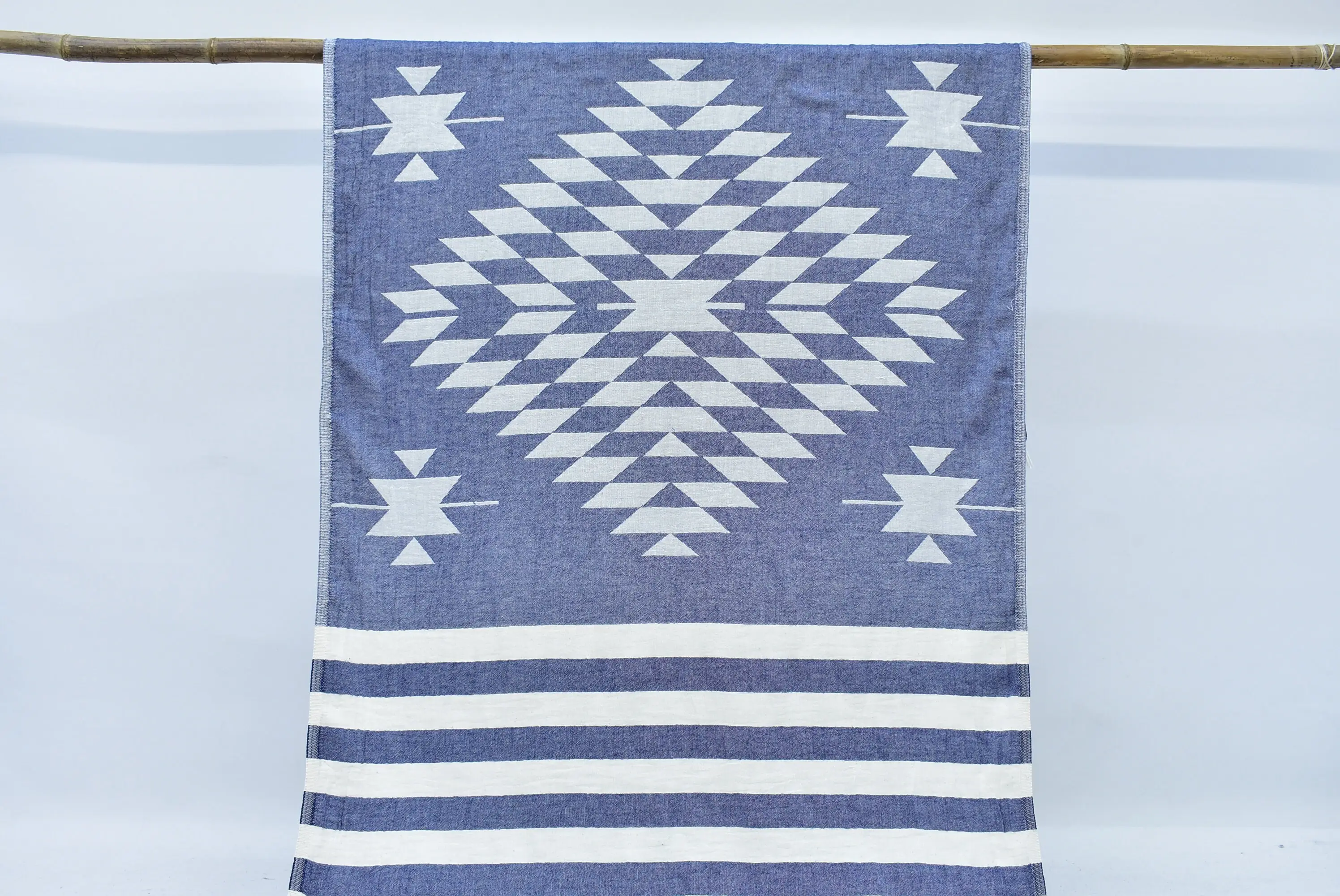 Black Aztec Pattern Organic Cotton Beach Towel, 67x40 Inches - 1
