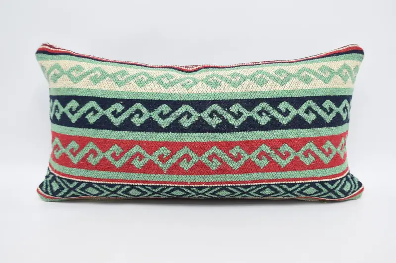 Home Decor Pillow, Boho Pillow, Turkish Rugs Pillow Cover, Accent Pillow Cover, Pillow Sham, 12x24 Blue Cushion Case, Vintage Kilim Throw Pillow - 5