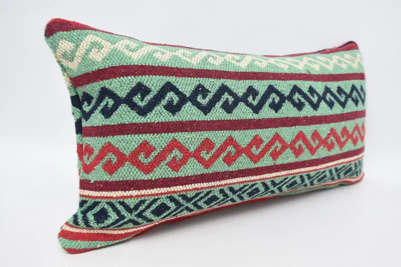 Home Decor Pillow, Boho Pillow, Turkish Rugs Pillow Cover, Accent Pillow Cover, Pillow Sham, 12x24 Blue Cushion Case, Vintage Kilim Throw Pillow - 3