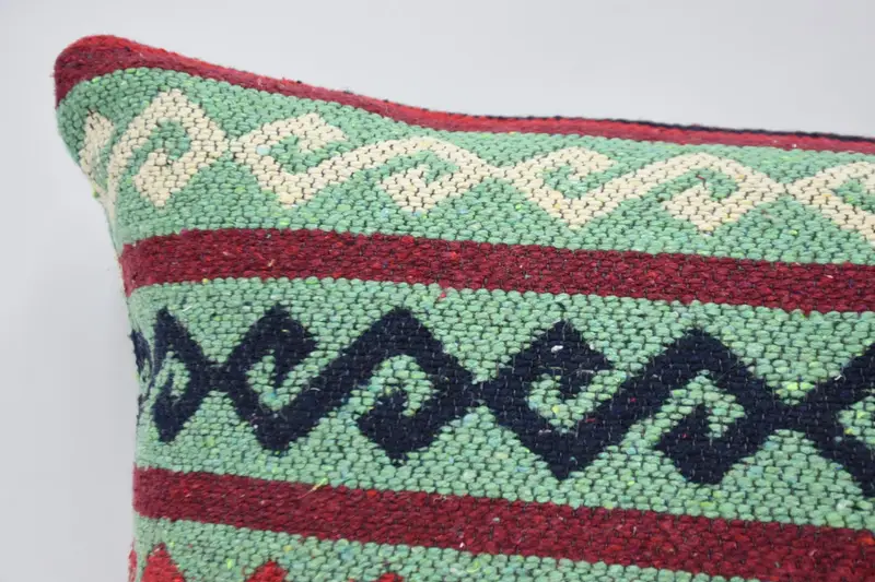 Home Decor Pillow, Boho Pillow, Turkish Rugs Pillow Cover, Accent Pillow Cover, Pillow Sham, 12x24 Blue Cushion Case, Vintage Kilim Throw Pillow - 2