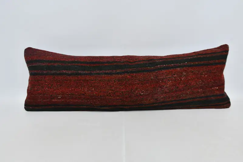Decorative Bolster Cushion Cover, Kilim Pillow Cover, Pillow for Couch, Pillow Cover, 16x48 Red Pillow Sham, Boho Pillow - 1