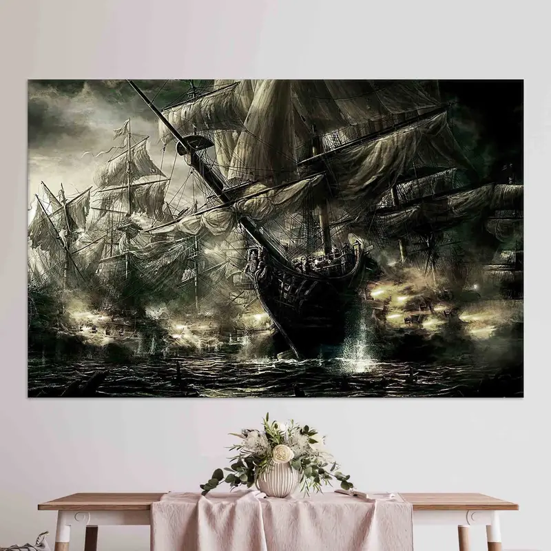 エレガントな海賊海景帆船キャンバス プリント