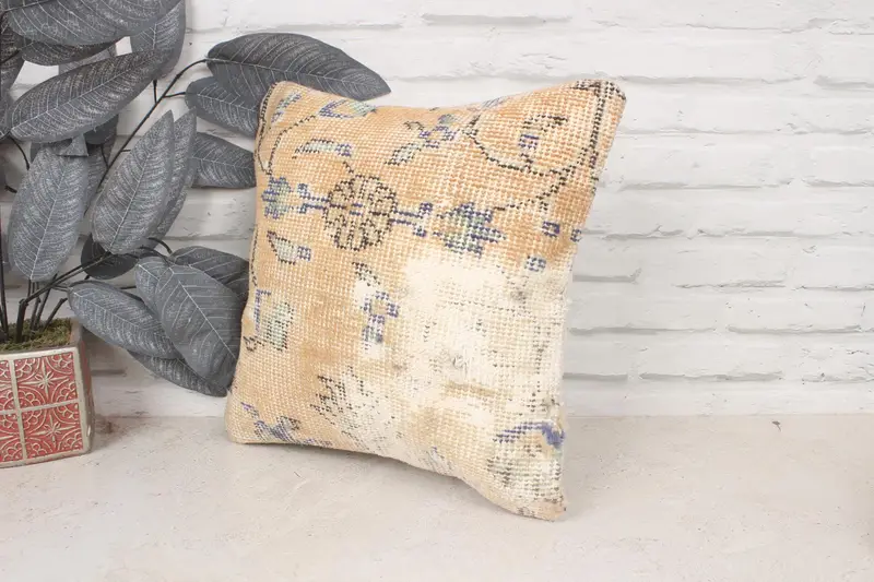 Outdoor Cushion Cover, Pillow for Sofa, Pillow, Vintage Kilim Throw Pillow, Lounge Throw Cushion Case, Kilim Cushion Sham, 14x14 Orange Pillow - 4