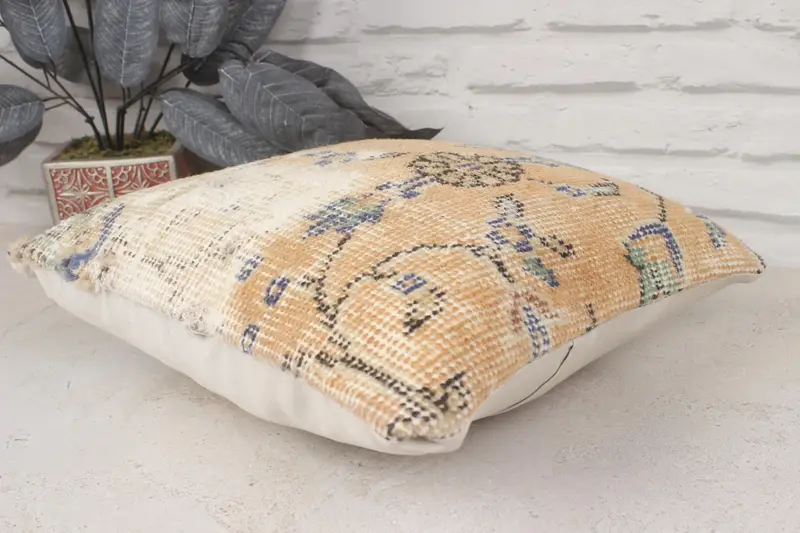 Outdoor Cushion Cover, Pillow for Sofa, Pillow, Vintage Kilim Throw Pillow, Lounge Throw Cushion Case, Kilim Cushion Sham, 14x14 Orange Pillow - 6