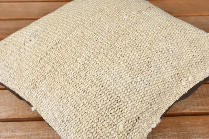 Pillow Cover, Gift Pillow, Vintage Kilim Pillow, Car Pillow Case, Boho Pillow Sham Cover, Yoga Pillow, 12x12 Beige Pillow Cover - 3