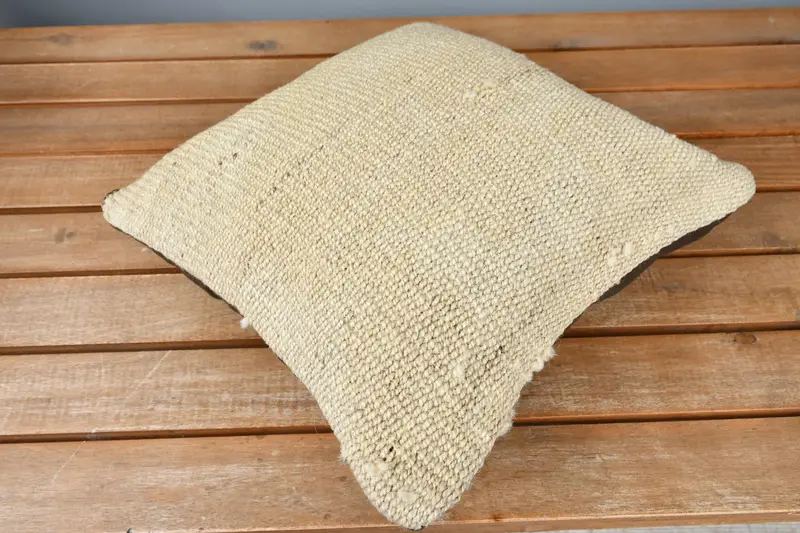 Pillow Cover, Gift Pillow, Vintage Kilim Pillow, Car Pillow Case, Boho Pillow Sham Cover, Yoga Pillow, 12x12 Beige Pillow Cover - 2