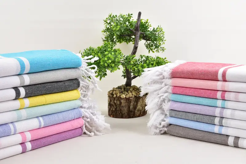 Hammam Towel USA, Sand-resistant towel, Beach Wedding Favor, Handmade Gift, Bridal Shower Favor, Turkish Towel Beach, 70x40 Cotton Striped Towel - 3