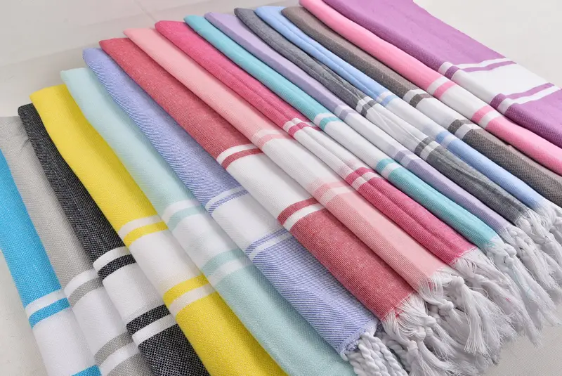 Hammam Towel USA, Sand-resistant towel, Beach Wedding Favor, Handmade Gift, Bridal Shower Favor, Turkish Towel Beach, 70x40 Cotton Striped Towel - 6
