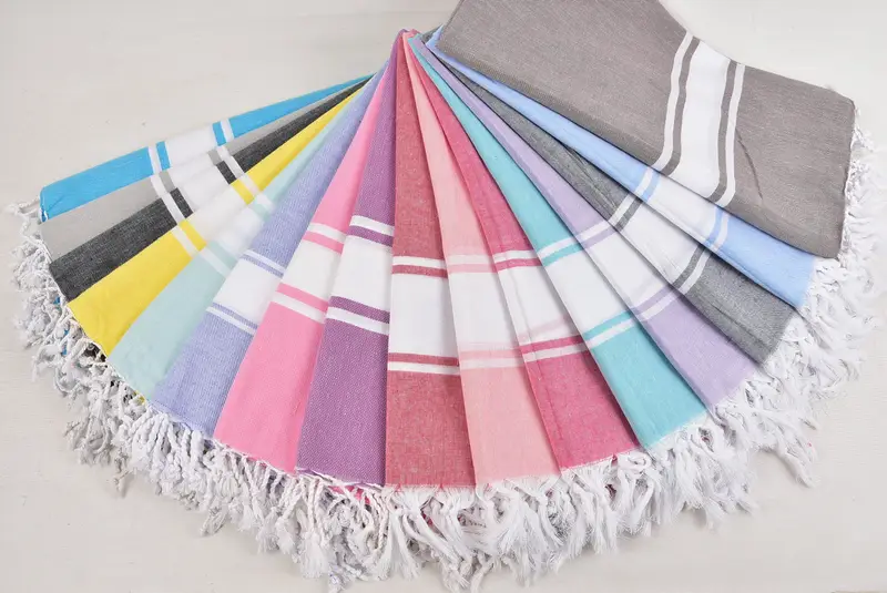 Hammam Towel USA, Sand-resistant towel, Beach Wedding Favor, Handmade Gift, Bridal Shower Favor, Turkish Towel Beach, 70x40 Cotton Striped Towel - 4