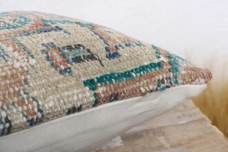 12x12 Blue Cushion, Cushion, One Of A Kind Pillow Case, Sustainable Pillow Case, Pillow for Couch, Vintage Kilim Pillow, Boho Pillow Sham Cover - 6