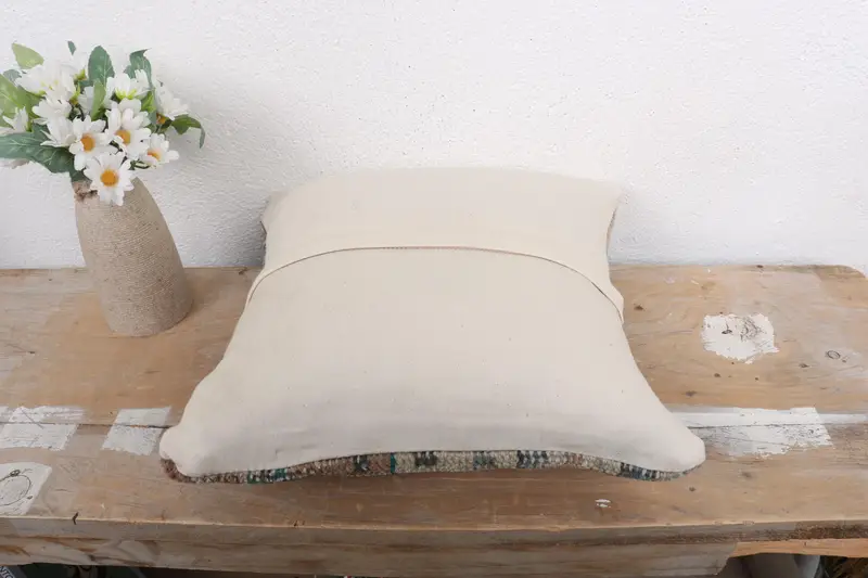 12x12 Blue Cushion, Cushion, One Of A Kind Pillow Case, Sustainable Pillow Case, Pillow for Couch, Vintage Kilim Pillow, Boho Pillow Sham Cover - 7