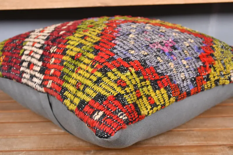 Christmas Pillow Sham, Vintage Kilim Pillow, Pet Pillow Case, Gift Pillow, Cushion, Handmade Kilim Cushion, 20x20 Red Cushion Case, Retro Cushion - 3