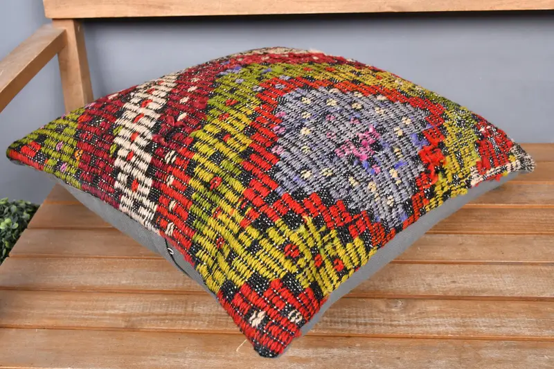 Christmas Pillow Sham, Vintage Kilim Pillow, Pet Pillow Case, Gift Pillow, Cushion, Handmade Kilim Cushion, 20x20 Red Cushion Case, Retro Cushion - 2