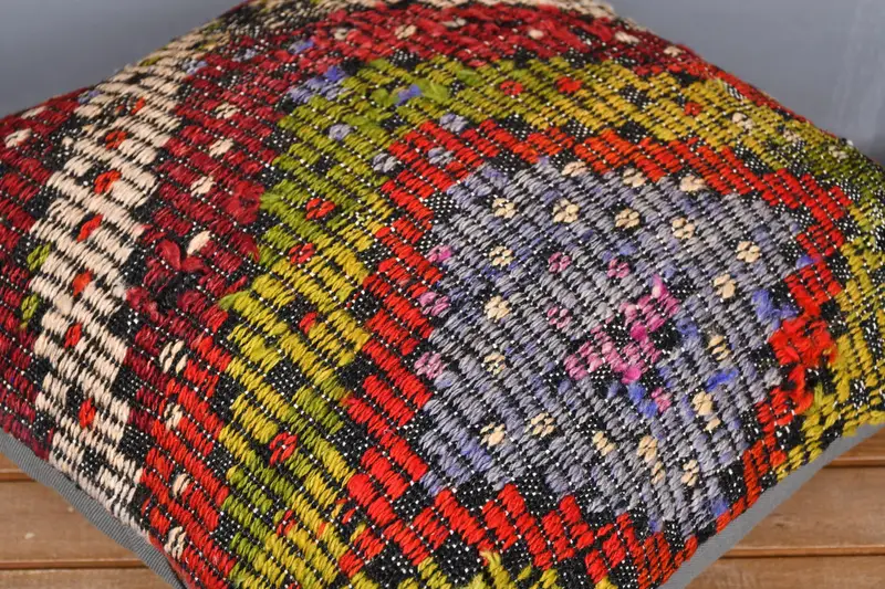Christmas Pillow Sham, Vintage Kilim Pillow, Pet Pillow Case, Gift Pillow, Cushion, Handmade Kilim Cushion, 20x20 Red Cushion Case, Retro Cushion - 4