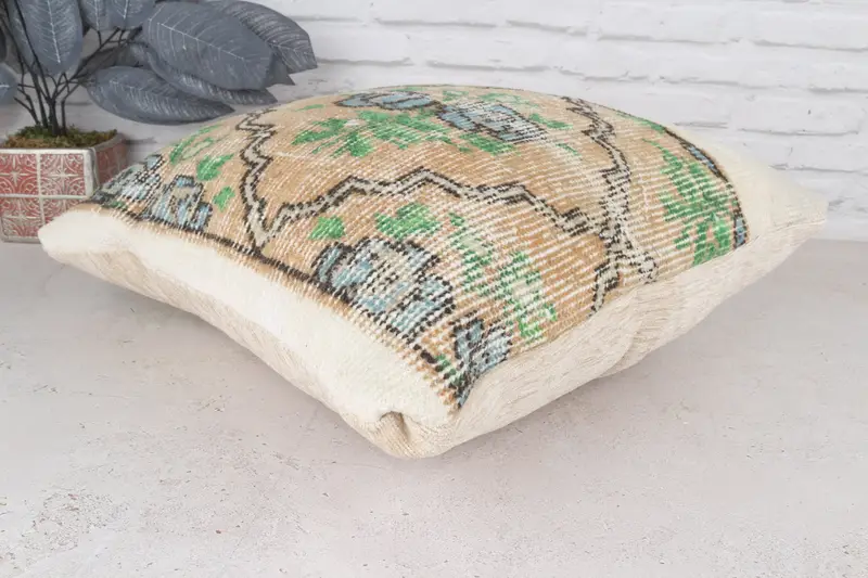 20x20 Green Pillow Cover, Cushion Cover, Handmade Kilim Cushion, Pet Pillow Case, Pillow for Sofa, Interior Designer Pillow - 7