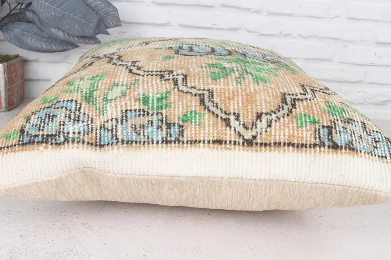 20x20 Green Pillow Cover, Cushion Cover, Handmade Kilim Cushion, Pet Pillow Case, Pillow for Sofa, Interior Designer Pillow - 6