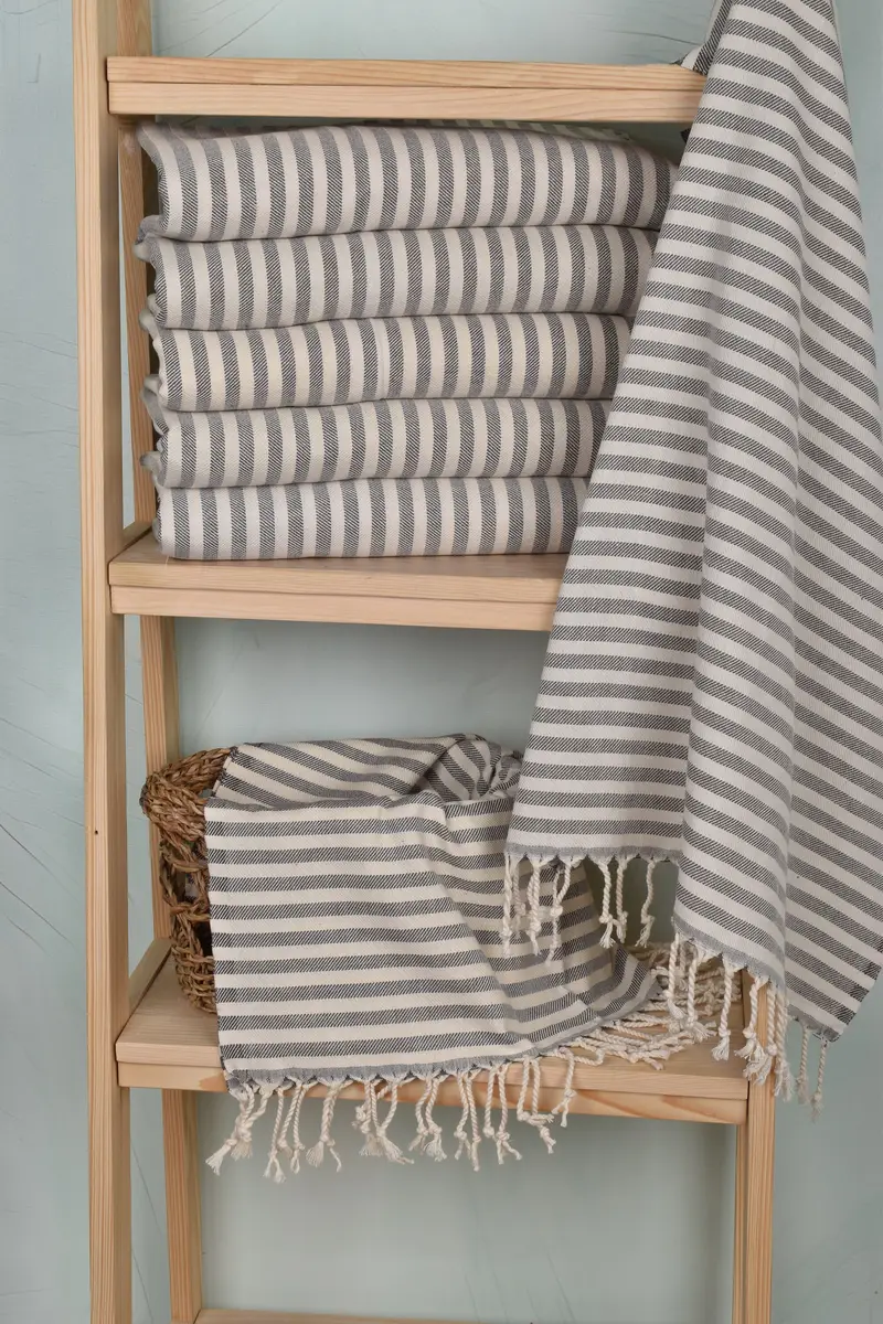 40x24 Cotton Striped Towel, Anniversary Gift For Her, Wedding Gift, Monogram Hand Towel, Beach Wedding Favor, Personalized Gifts, Bachelorette Towel - 3
