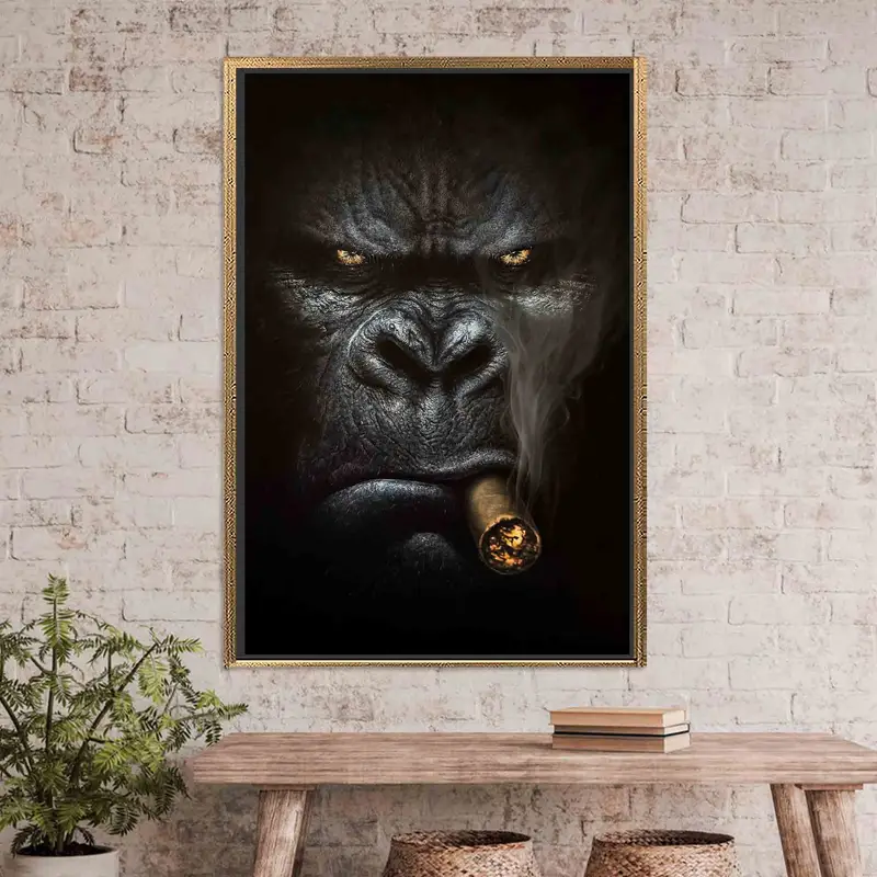 Elegant bedruckte Leinwandkunst: Abstrakter Gorilla im Loft-Stil