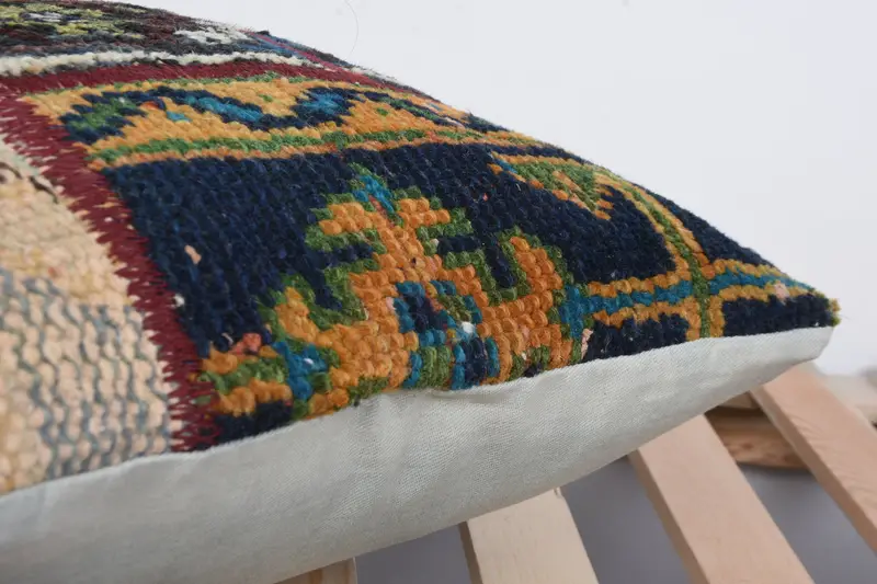 Bolster Throw Pillow Cover, 16x16 Blue Cushion, Cushion Case, Vintage Kilim Pillow, Outdoor Pillow Sham, Vintage Pillow, Ethnical Kilim Rug Pillow - 7